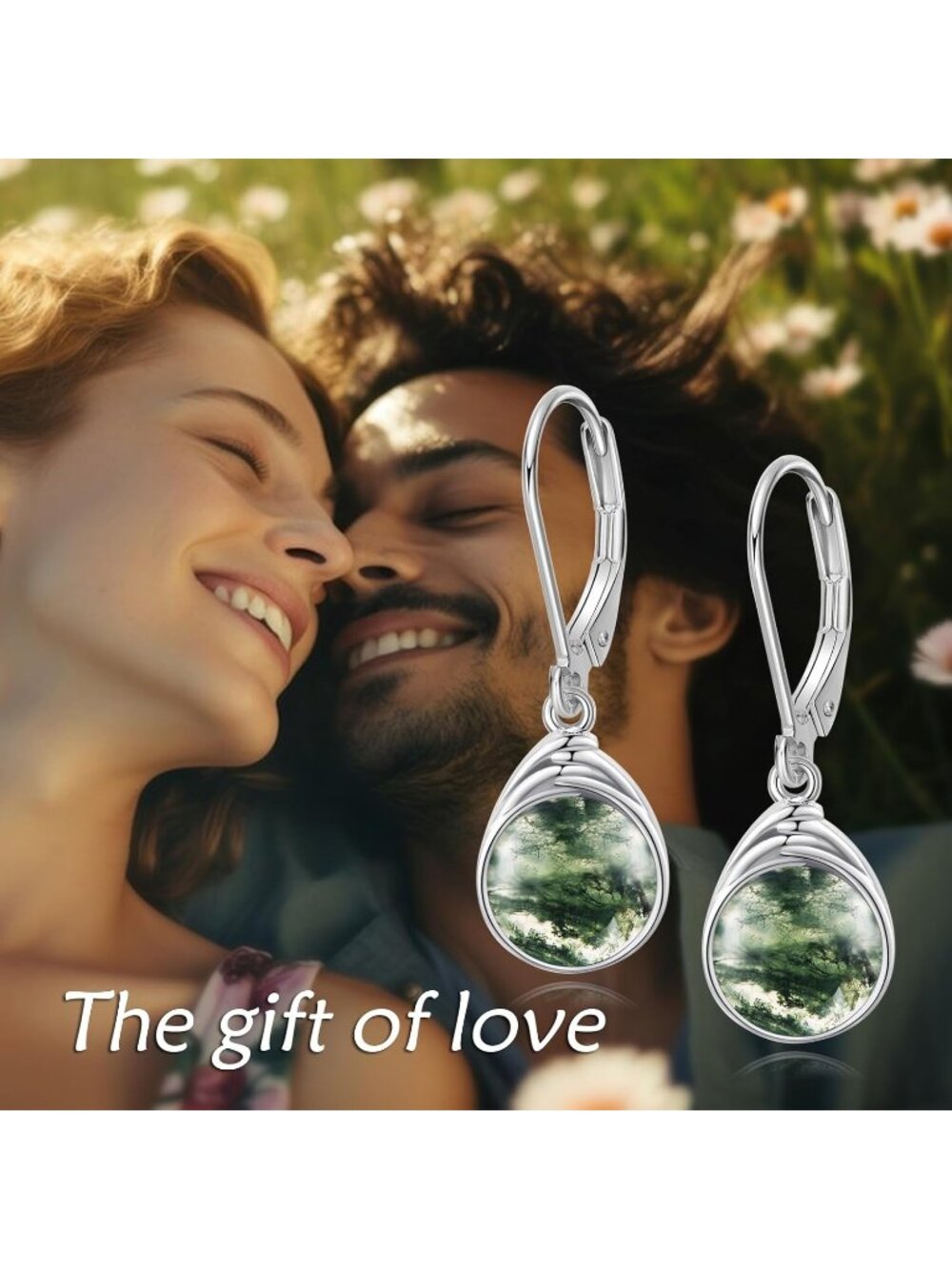 Women's Moss Agate Sterling Silver Larimar Rose Quartz Labradorite Earrings - Picture 6 of 6